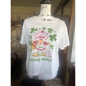 Strawberry Shortcake "Feeling Lucky" White T-shirt Short Sleeve X-Large